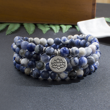 Picasso Jasper & Blue Stone Mala Beads Bracelet/Necklace